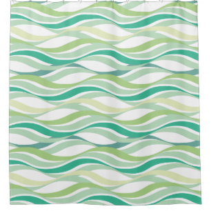 Cortina Para Box Abstrato Waves Verde ADD COR de Fundo