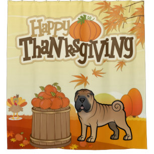 Cortina Para Box Acção de graças feliz Shar Pei