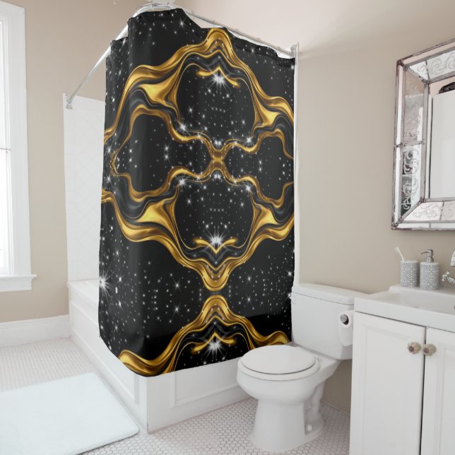 Cortina Para Box Achempong Opulent Gold Black Monochrome Designer B (In Situ)