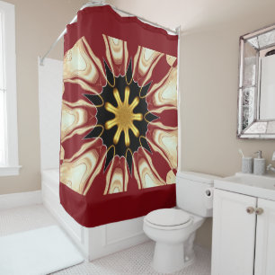 Cortina Para Box Achempong: Starburst Luxo Carmesim e Dourado