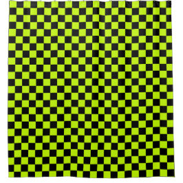 Cortina Para Box Acid green black checkerboard pattern