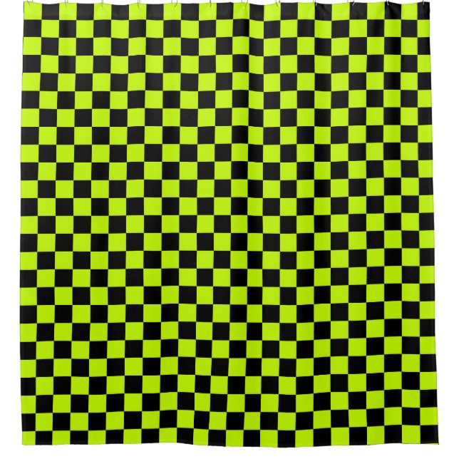 Cortina Para Box Acid green black checkerboard pattern (Frente)