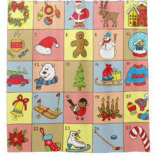 Cortina Para Box Advento de Natal: Coleção de Elementos de Portas