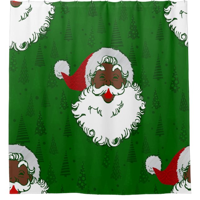 Cortina Para Box africano negro santa claus do natal verde (Frente)