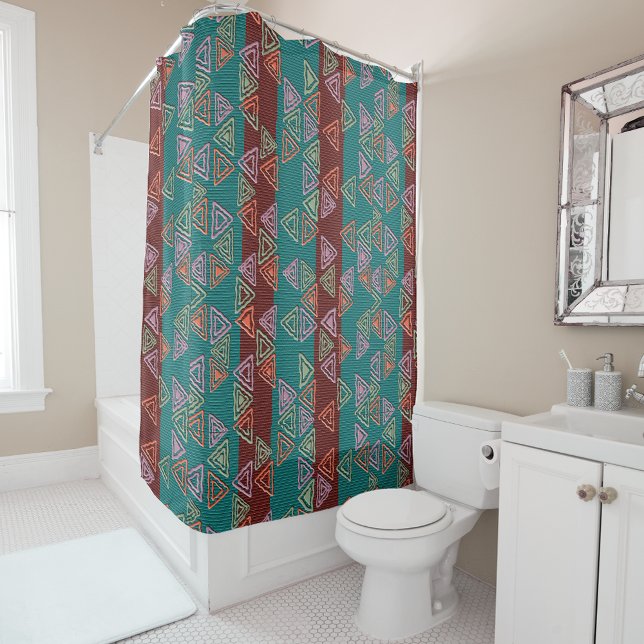 Cortina Para Box Afrocentric Geometric Print Shower Curtain  (Criador carregado)