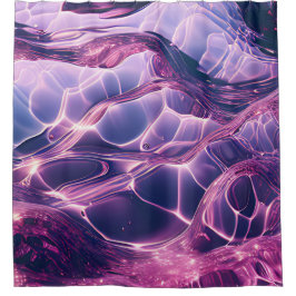 Cortina Para Box "Água corrente de Abstrato em roxo e rosa"