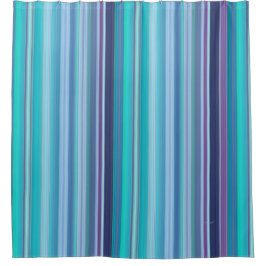Cortina Para Box Água, Lavandas e tiras Azuis