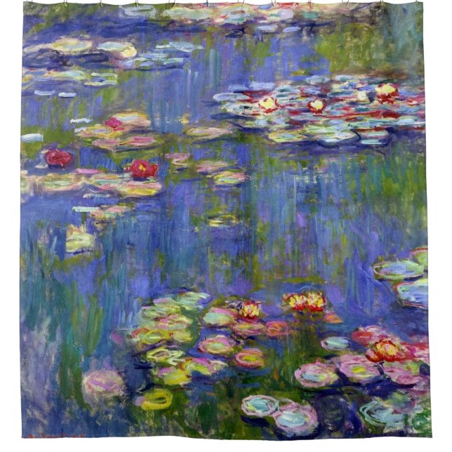 Cortina Para Box Água Lily Pond Monet Arte Fina (Frente)