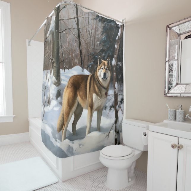 Cortina Para Box Akita Deixe Nevar Natal  (In Situ)