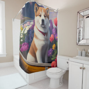 Cortina Para Box Akita Dog em um Paddle: Uma Aventura Cênica