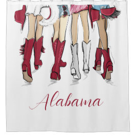 Cortina Para Box Alabama Damas Fashion Cowboy Boot Red White