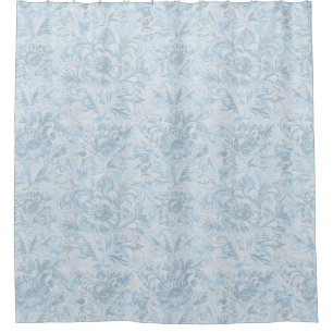 Cortina Para Box Algodão francês Dusty Blue Floral