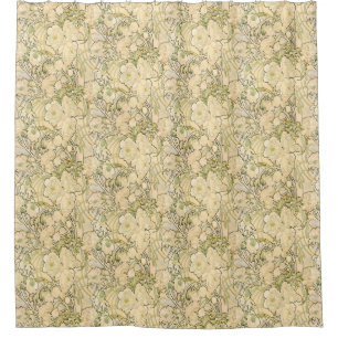 Cortina Para Box Alphonse Mucha Peonias Padrão Floral Art Nouveau