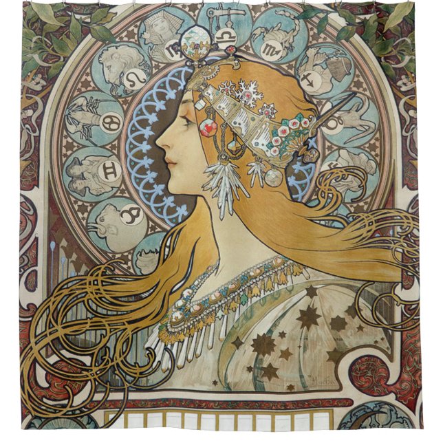 Cortina Para Box Alphonse Mucha Zodiac Restaurado (Frente)