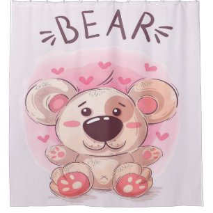 Cortina Para Box Amantes do Urso de Teddy   Presente Para Crianças