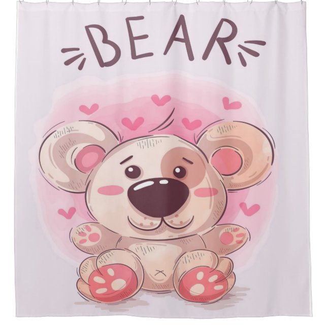 Cortina Para Box Amantes do Urso de Teddy | Presente Para Crianças (Frente)