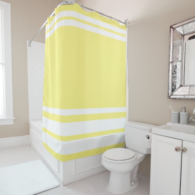 Cortina Para Box Amarelo claro: Linhas modernas em branco (In Situ)