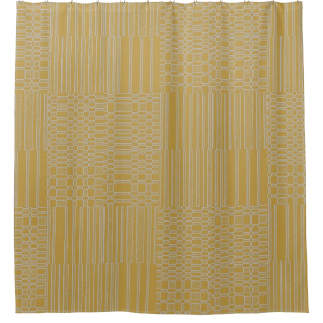 Cortina Para Box Amarelo Geométrico Moderno Bege Claro (Frente)