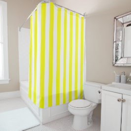 Cortina Para Box Amarelo Sol e Listras Brancas Estampado
