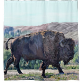 Cortina Para Box American Bison Roaming no Grassland Setting