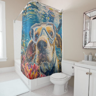 Cortina Para Box American English Foxhound Scuba mergulhando debaix