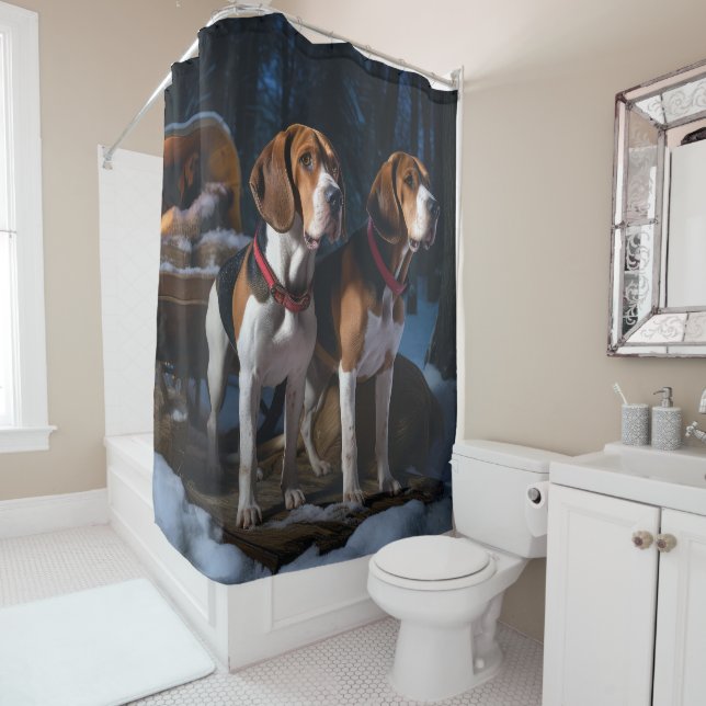 Cortina Para Box American English Foxhound Snowy Sleigh Natal (In Situ)