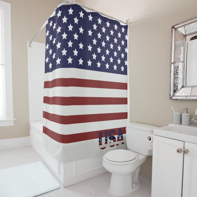 Cortina Para Box American Flag American USA Pattern (In Situ)