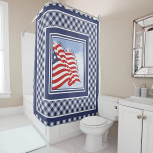 Cortina Para Box American Flag Illustration Red White Blue  Control