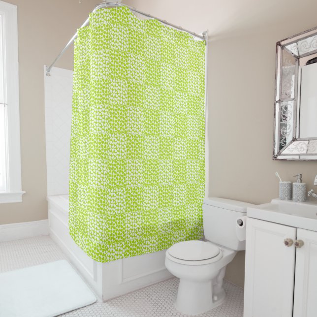 Cortina Para Box Amor verificado em Verde limão e branco (In Situ)
