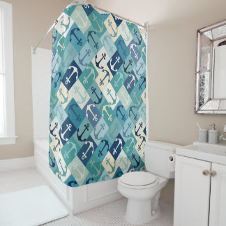 Cortina Para Box anchor herringbone blue