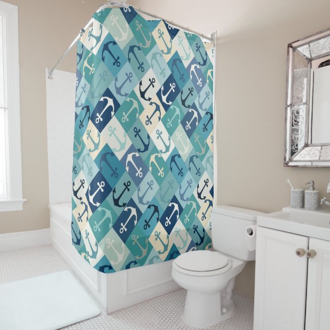 Cortina Para Box anchor herringbone blue (In Situ)