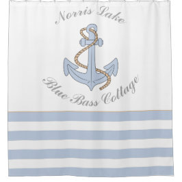 Cortina Para Box Anchor Lake Vacation Beach House Nome Blue Stripes