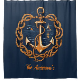 Cortina Para Box Âncora do navio Ouro náutico