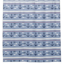 Âncoras Náuticas Azul Marinho Branco Vermelho 
