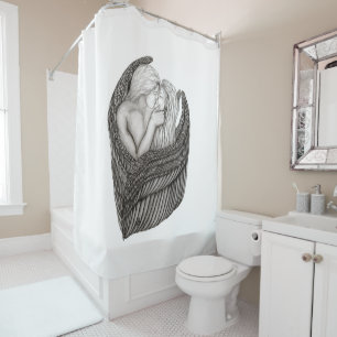 Cortina Para Box Angels Kissing, Design preto e branco