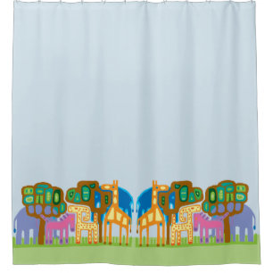 Cortina Para Box Animais da selva estilizados da arte popular afric