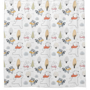 Cortina Para Box Animais Florestais Adoráveis