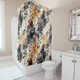 Cortina Para Box Animais-Leopardo-Preto-Branco