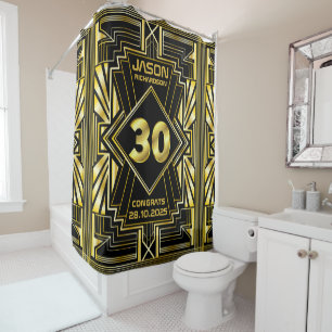 Cortina Para Box aniversário de 30 anos Art Deco Dourado Excelente