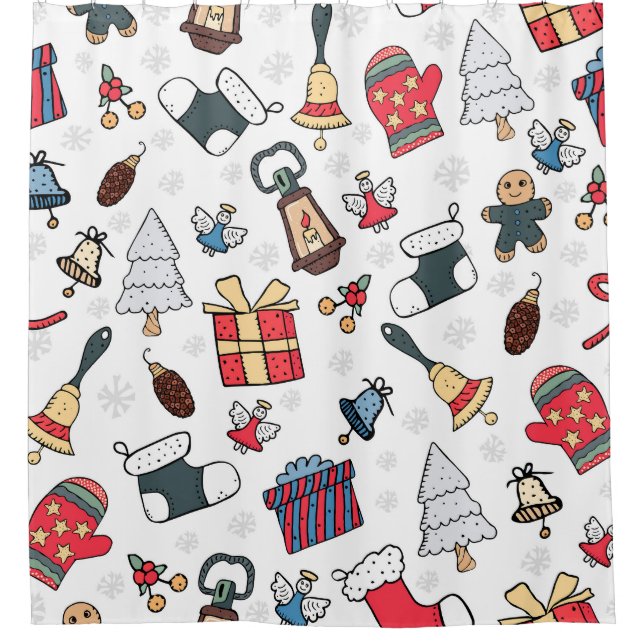 Cortina Para Box Ano Novo: Padrão de Natal. (Frente)