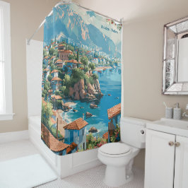 Cortina Para Box Antalya Turkey Art Vintage Illustration Viagem