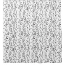 Cortina Para Box Antigo Preto Branco Toile Padrão Floral Vintage