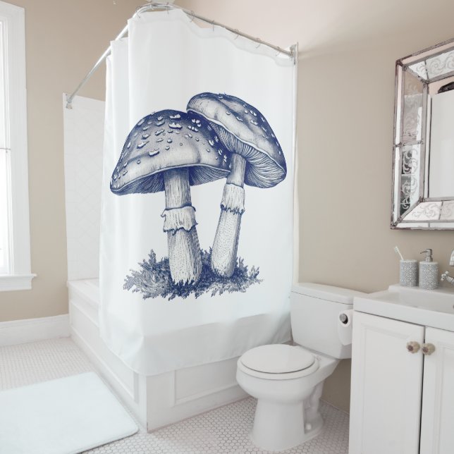 Cortina Para Box Antique of mushroom drawing (In Situ)