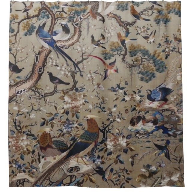 Cortina Para Box Antique,silk painting, asian,beautiful,nature,chic (Frente)