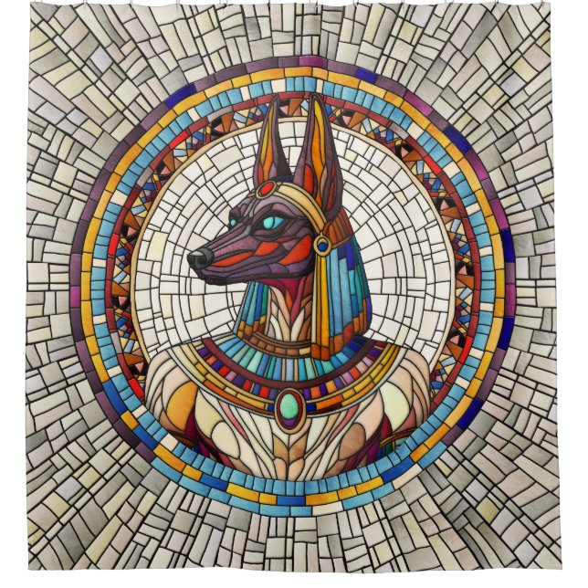 Cortina Para Box Anubis Egípcio - Arte Mosaica (Frente)