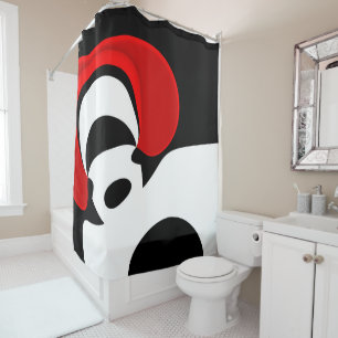 Cortina Para Box Ao Sr. Redd: Abstrato Preto, Branco e Vermelho