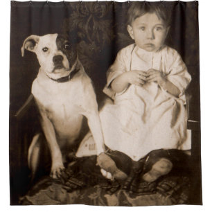 Cortina Para Box aproximadamente 1910 pitbull e bebê RPPC