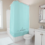 Cortina Para Box Aqua Blue Teal Modern Script Girly Monographic Nam<br><div class="desc">Monograma Azul Aqua Azul Nome do Chá do Banheiro Cortina. Isto faz o doce e perfeito aniversário de 16 anos,  casamento,  chá de panela,  aniversário,  chá de fraldas ou festa de solteira presente para alguém que ama luxo de luxo e estilos quíticos.</div>