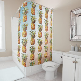 Cortina Para Box Aqua Cream Happy Tropical Pineanacanananananis