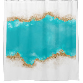 Cortina Para Box Aqua e Dourada Banheira